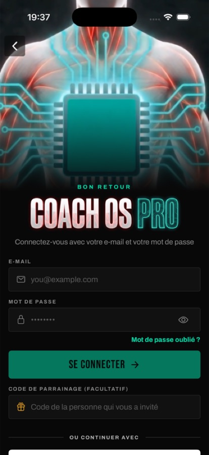Coach OS Pro giriş ekranı